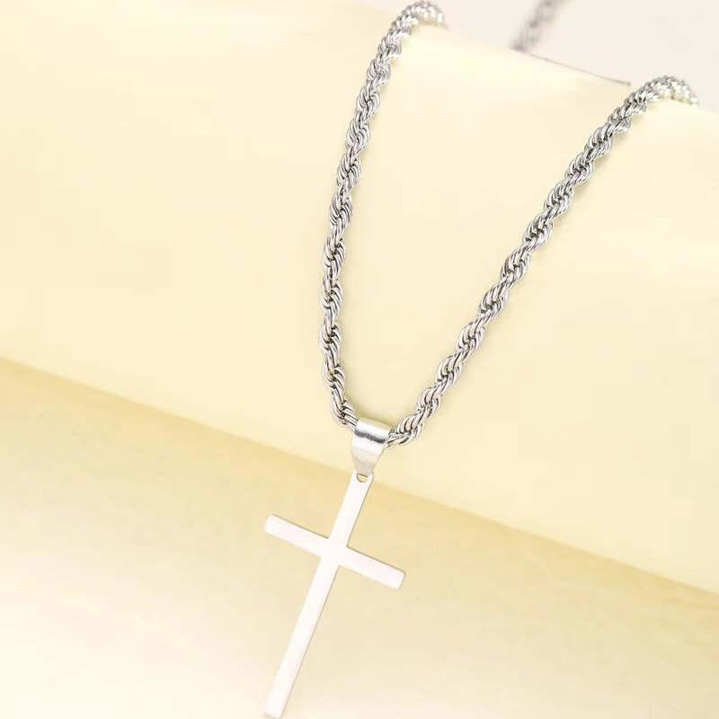 Minimalist Gold Cross Necklace Set For Men And Women Matching Couple Pendant Jewelry 5