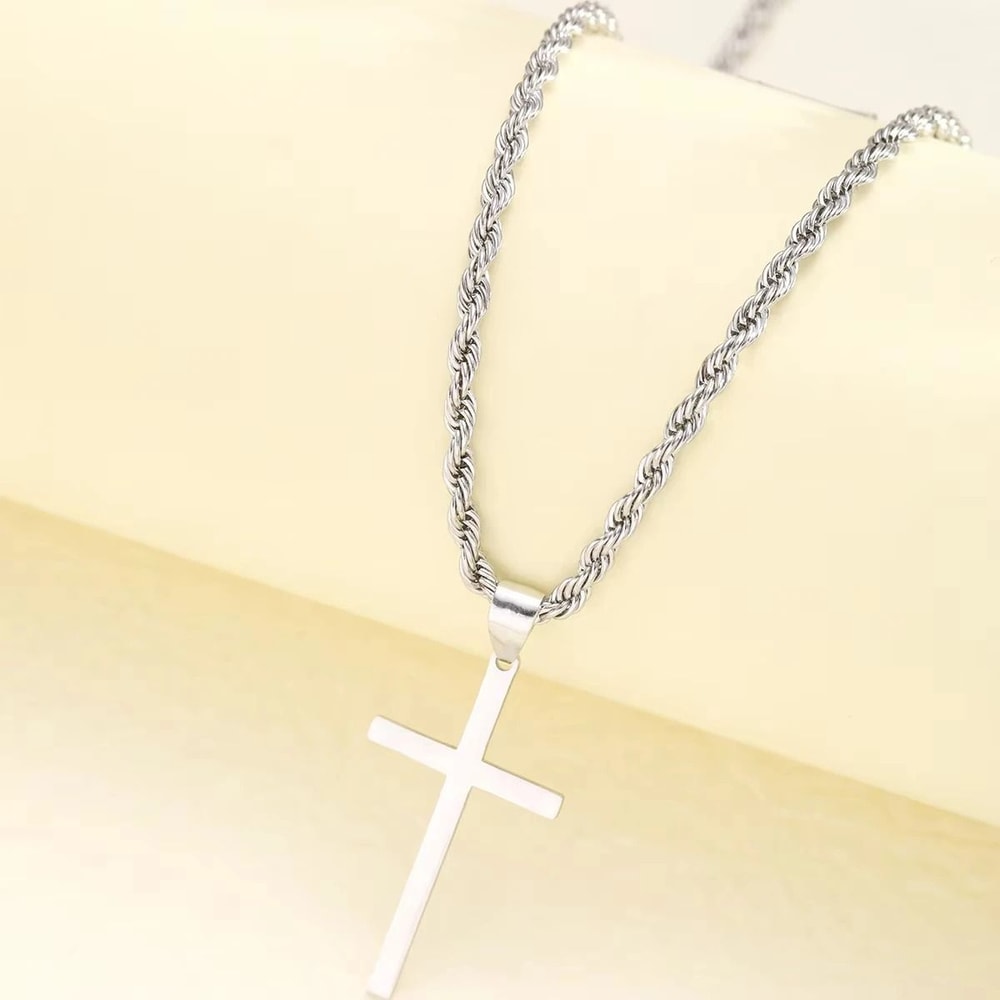 Minimalist Gold Cross Necklace Set For Men And Women Matching Couple Pendant Jewelry 2