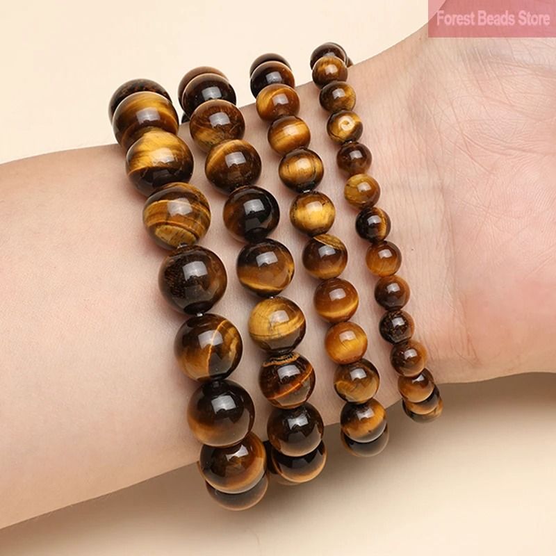 Natural Tiger Eye Stone Bracelet Handmade Beaded Healing Yoga Bracelet 1