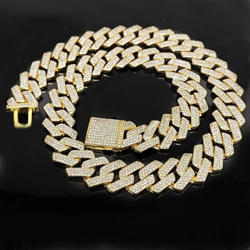 Iced Out CZ Cuban Link Chain Necklace Heavy 3 Row Hip Hop Jewelry 3
