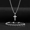 Twisted Rope Cross Necklace And Bracelet Set Stainless Steel Faith Jewelry 2