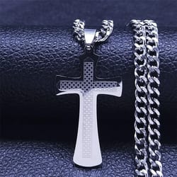jesus cross necklace stainless steel gold hip hop pendant chain