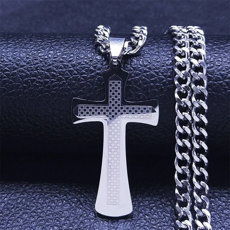 Jesus Cross Necklace Stainless Steel Gold Hip Hop Pendant Chain 0