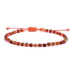 red carnelian beaded bracelet gold plated dainty agate braided wristband