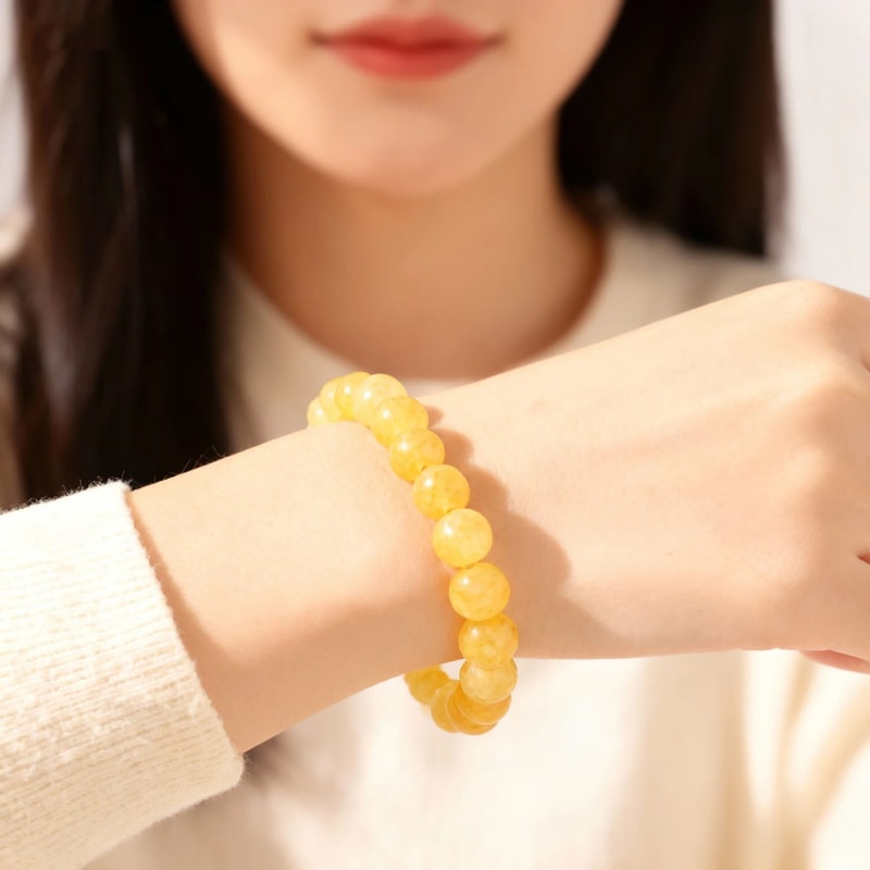 Yellow Citrine Beaded Bracelet Feng Shui Money Stone Crystal Wristband 3
