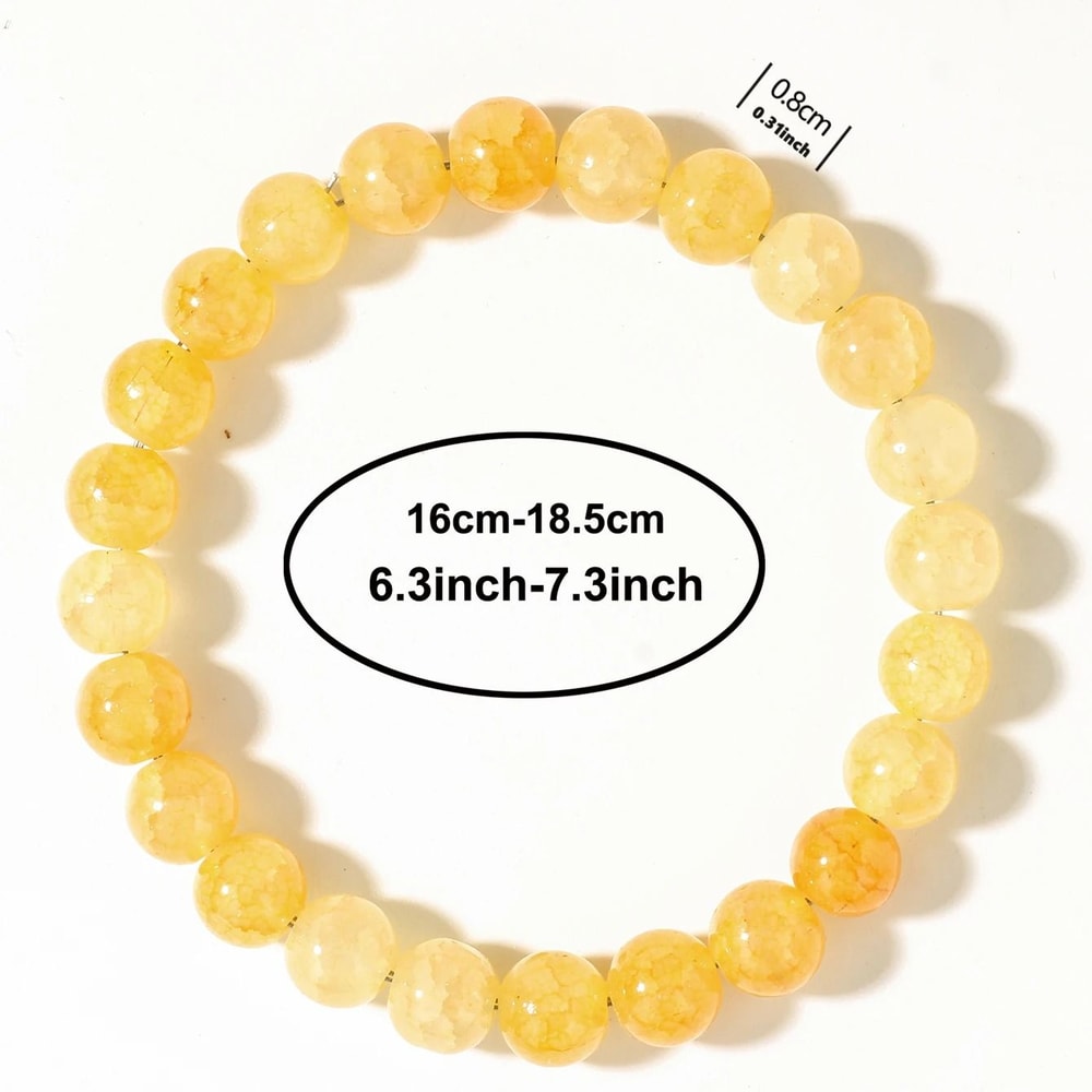 Yellow Citrine Beaded Bracelet Feng Shui Money Stone Crystal Wristband 6