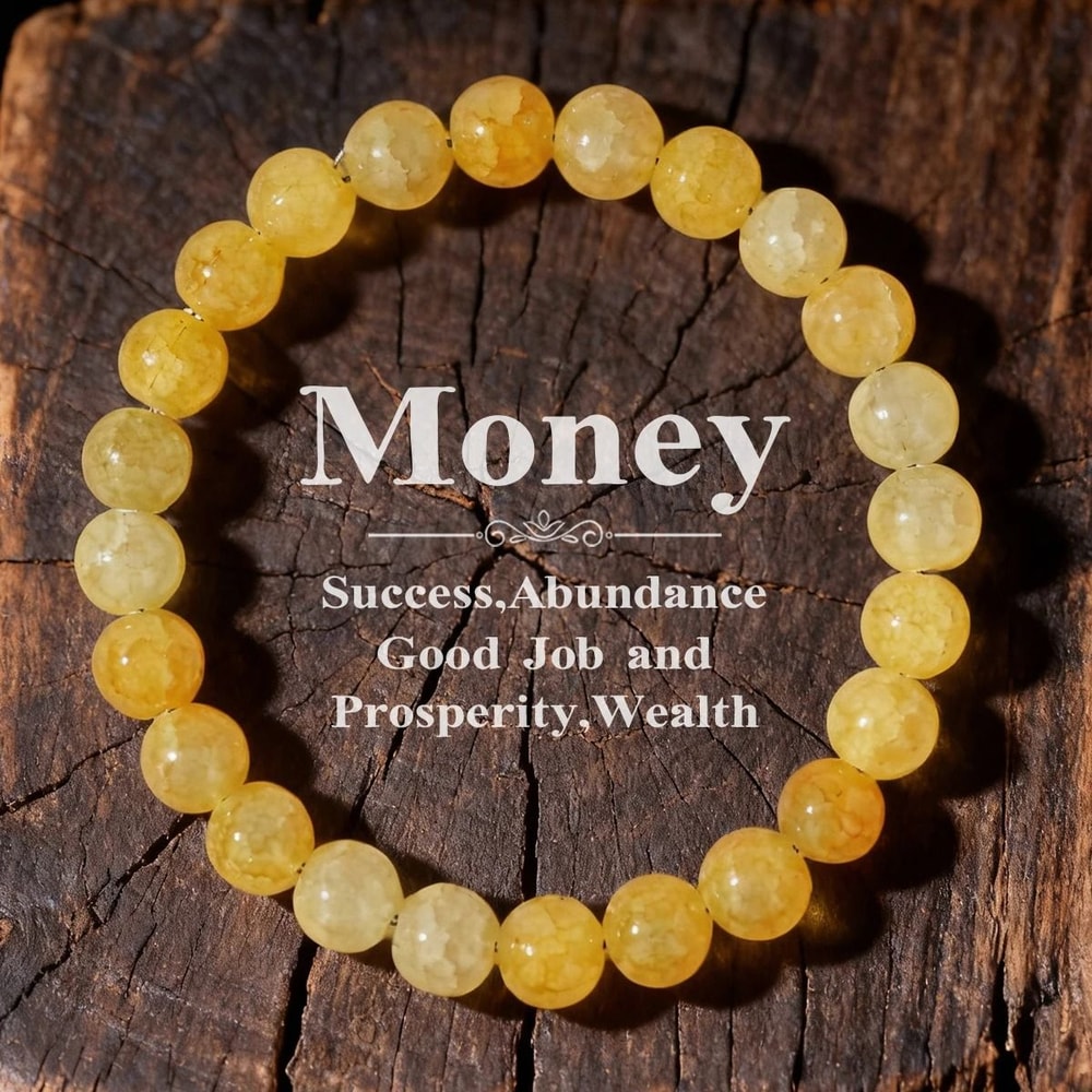 Yellow Citrine Beaded Bracelet Feng Shui Money Stone Crystal Wristband 7