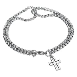 double chain cross bracelet stainless steel punk hip hop wristband