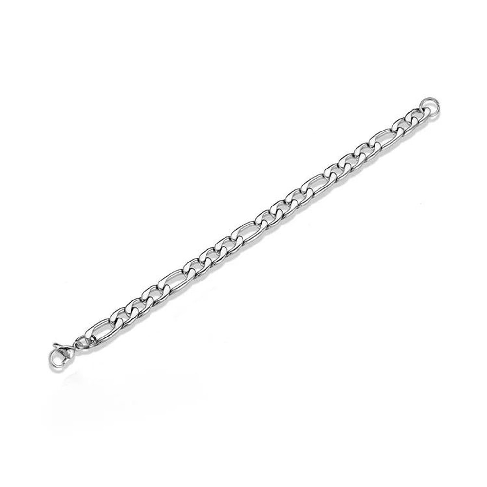 5mm Figaro Chain Bracelet Stainless Steel Silver Unisex Wristband 1