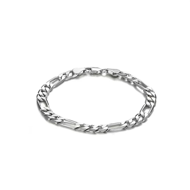5mm Figaro Chain Bracelet Stainless Steel Silver Unisex Wristband 4