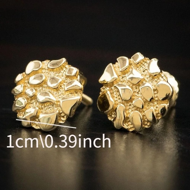 Gold Nugget Stud Earrings 18K Gold Plated Statement Earrings For Women 5