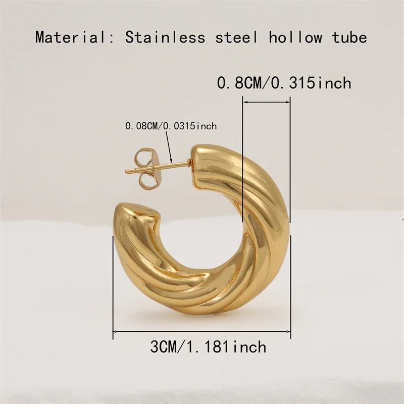 Twist Hollow Tube Earrings Stainless Steel Drop Earrings For Women 3