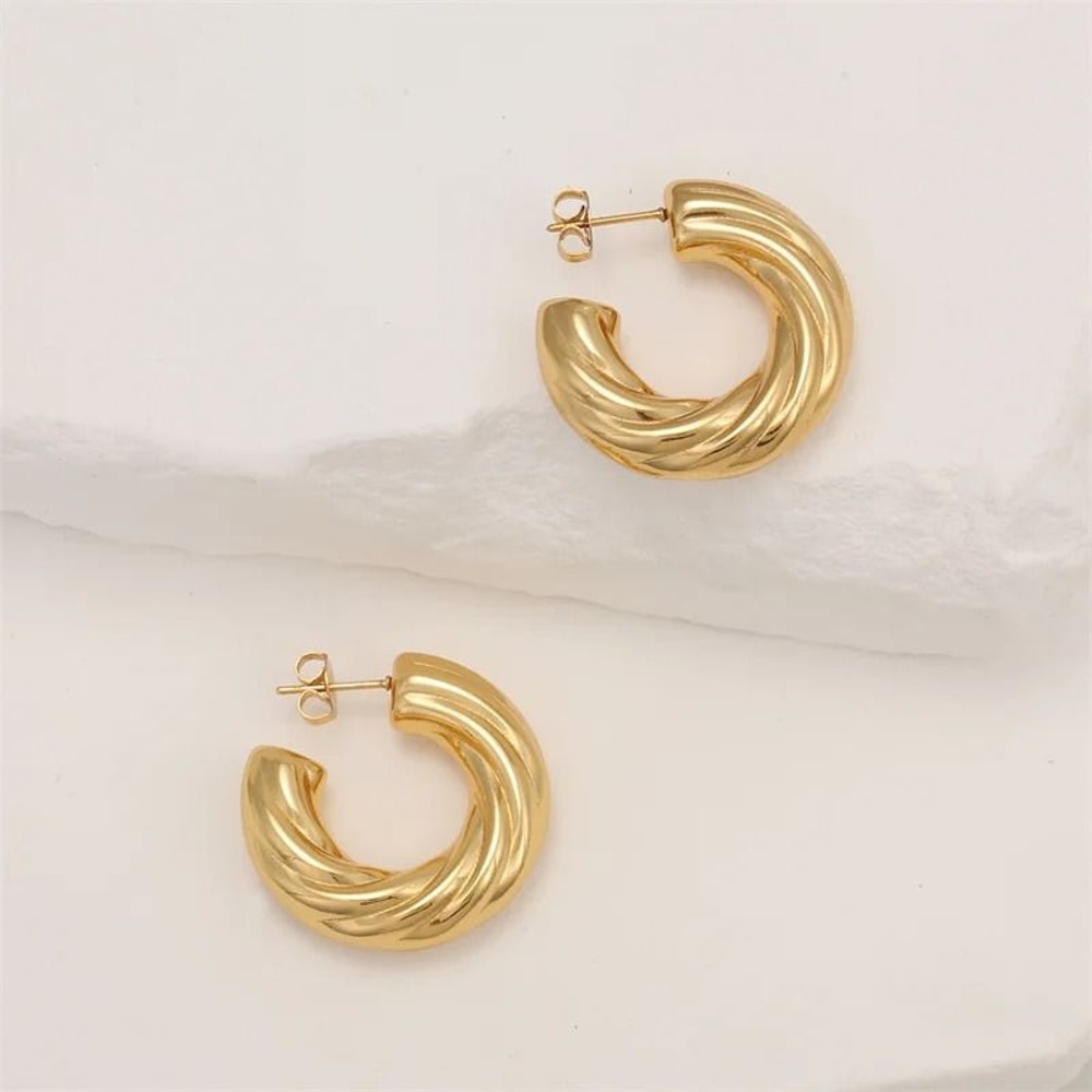 Twist Hollow Tube Earrings Stainless Steel Drop Earrings For Women 6