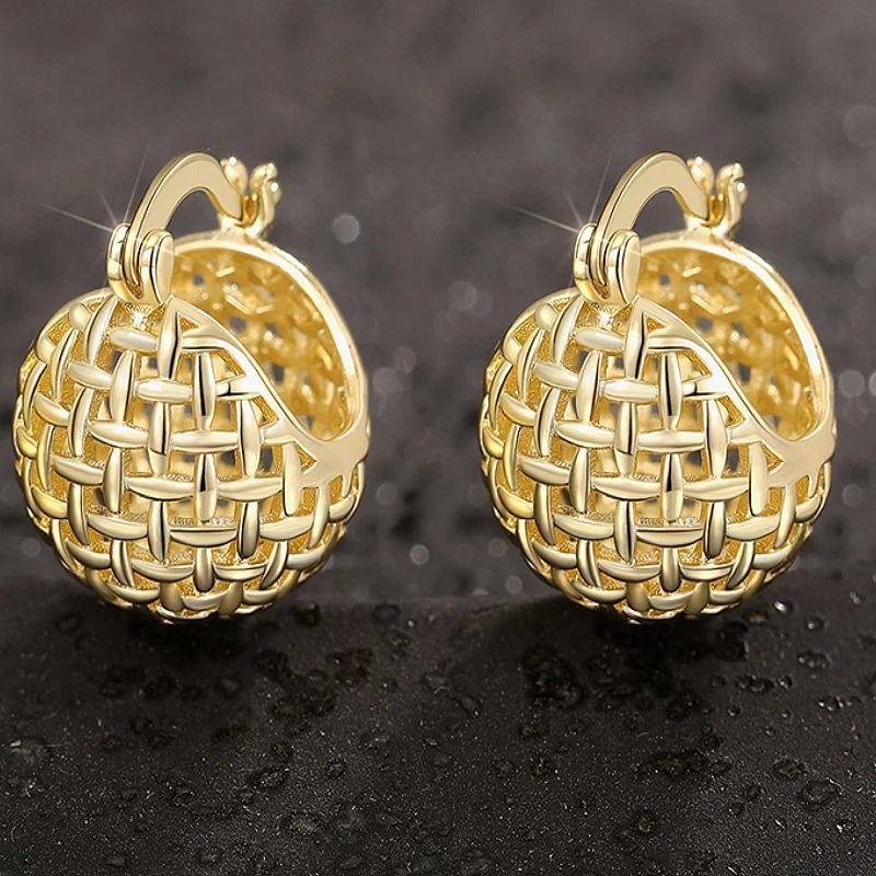 Ball Design Hoop Earrings Gold Silver Metal Trendy Earrings For Women 4