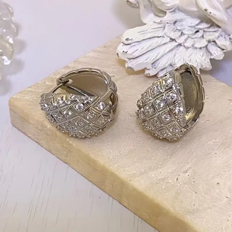 Retro X Stripe Water Drop Earrings Gold Korean Style Statement Earrings 1