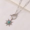 Sun Pendant Necklace Gold Turquoise Charm Stainless Steel Clavicle Chain 4