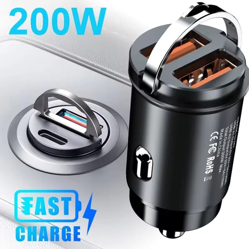 Fast Charging Car Charger USB C PD QC3 Mini 100W 200W Car Adapter 0