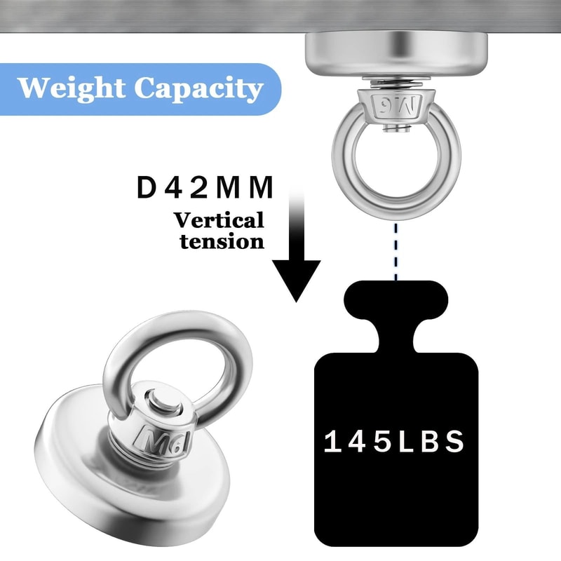 Neodymium Fishing Magnet Heavy Duty Salvage Magnet With Eyebolt 7