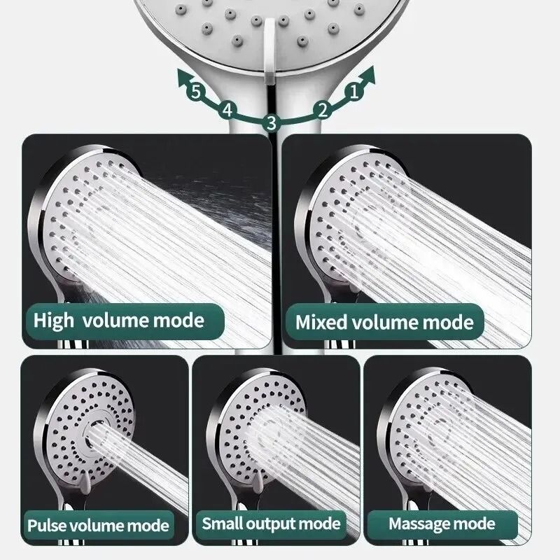 High Pressure Handheld Shower Head 5 Mode Water Saving Bathroom Shower 5