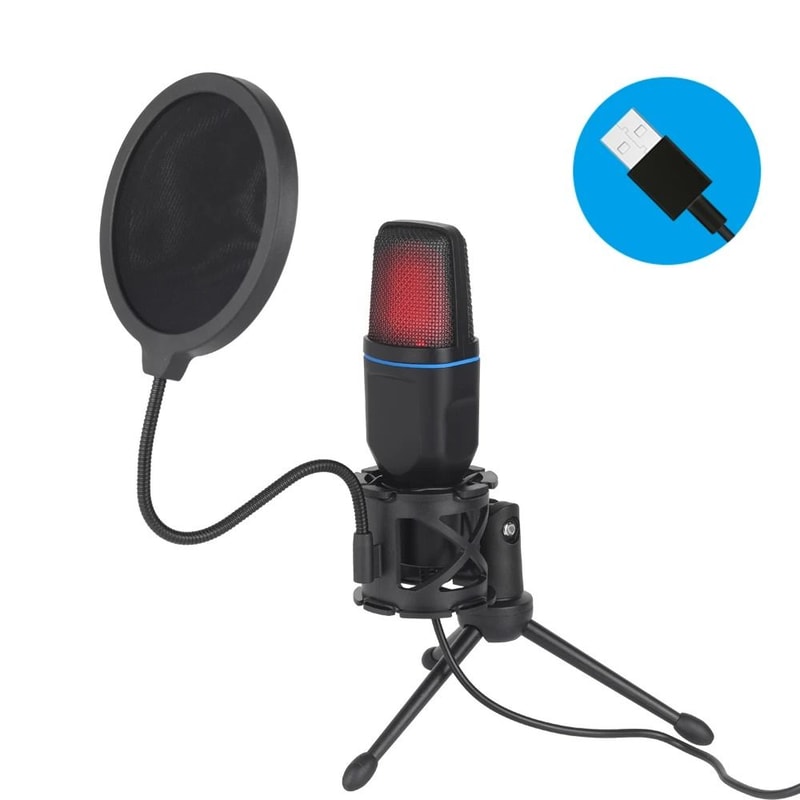 USB Condenser Microphone RGB Gaming Podcast Recording Mic For PC And Laptop 1