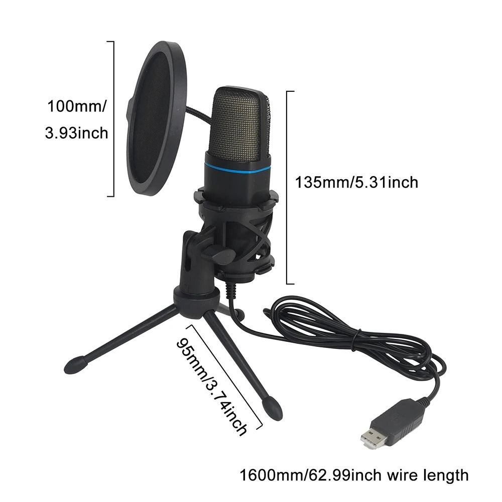 USB Condenser Microphone RGB Gaming Podcast Recording Mic For PC And Laptop 2