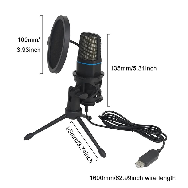 USB Condenser Microphone RGB Gaming Podcast Recording Mic For PC And Laptop 2