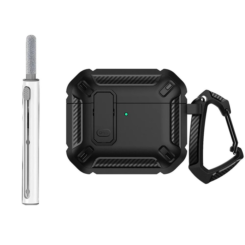 AirPods 4 Protective Case Lock Cover With Hook Shockproof TPU PC Design 7