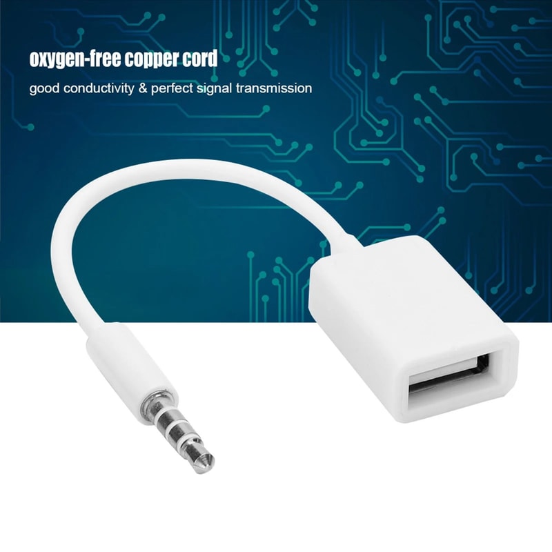 35mm To USB Adapter AUX Audio Converter Cable USB Female Jack Connector 5