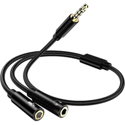 3.5mm headset splitter audio y cable headphone mic adapter for pc and mobile