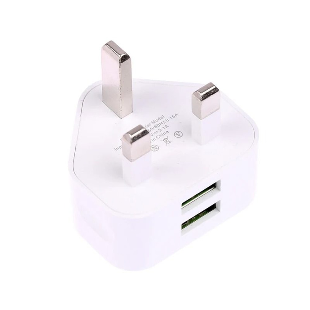 UK Plug USB Charger Dual Port 3 Pin Wall Adapter Universal Charging Plug 2