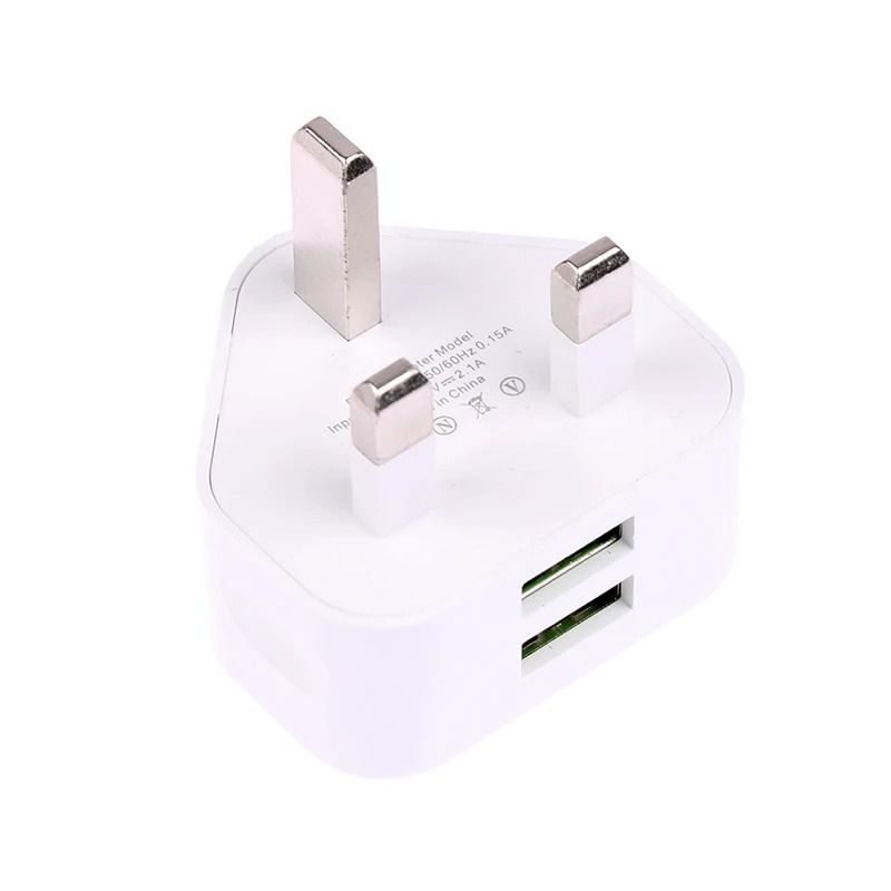 UK Plug USB Charger Dual Port 3 Pin Wall Adapter Universal Charging Plug 2