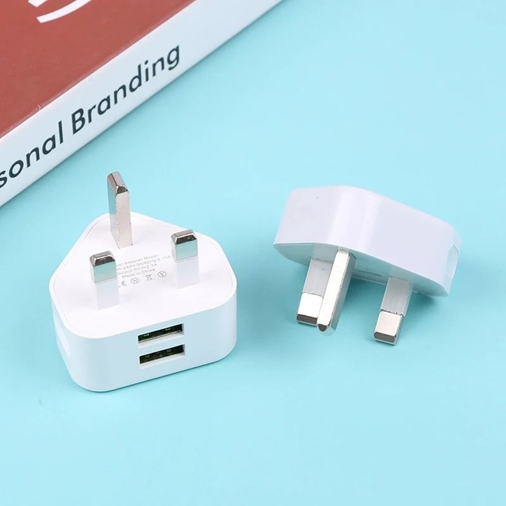 UK Plug USB Charger Dual Port 3 Pin Wall Adapter Universal Charging Plug 5