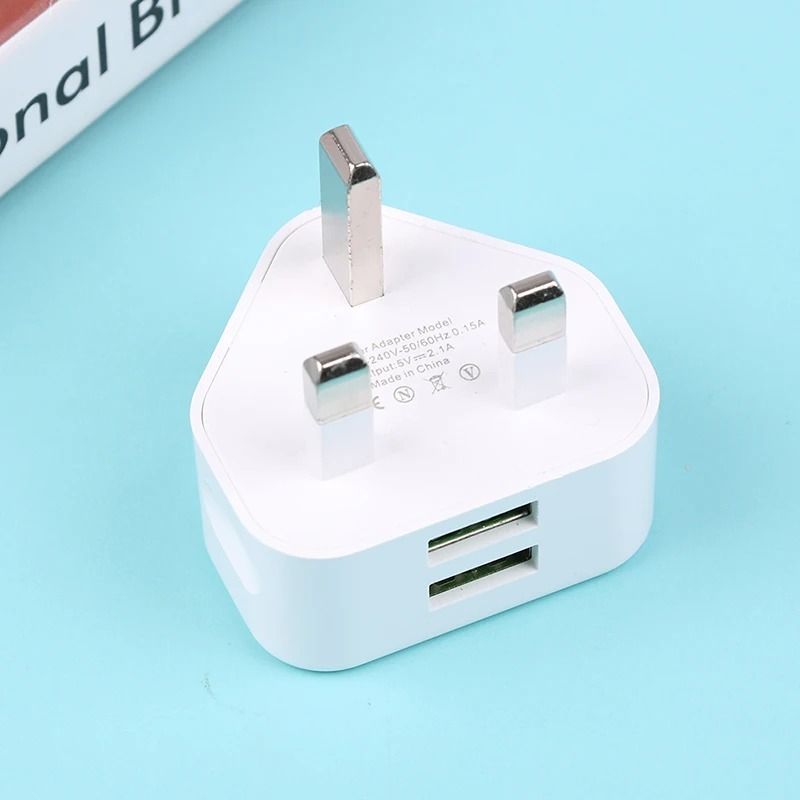 UK Plug USB Charger Dual Port 3 Pin Wall Adapter Universal Charging Plug 6