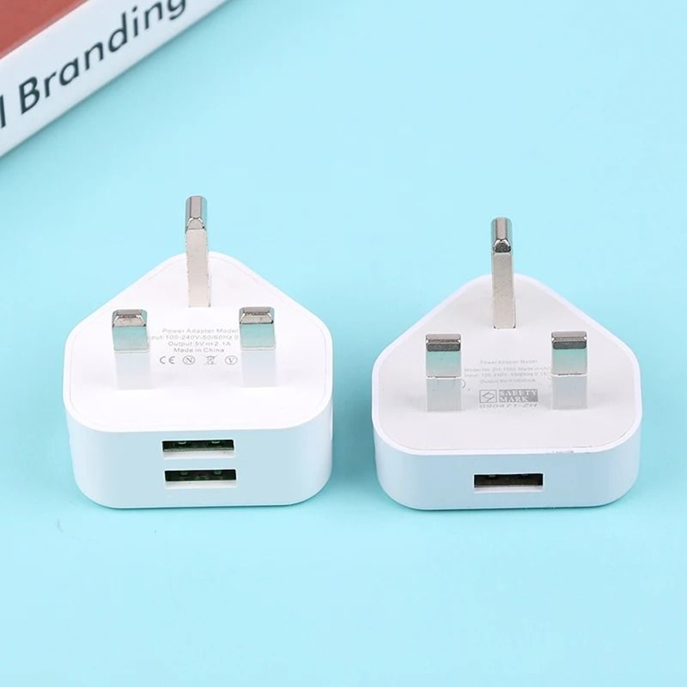 UK Plug USB Charger Dual Port 3 Pin Wall Adapter Universal Charging Plug 7