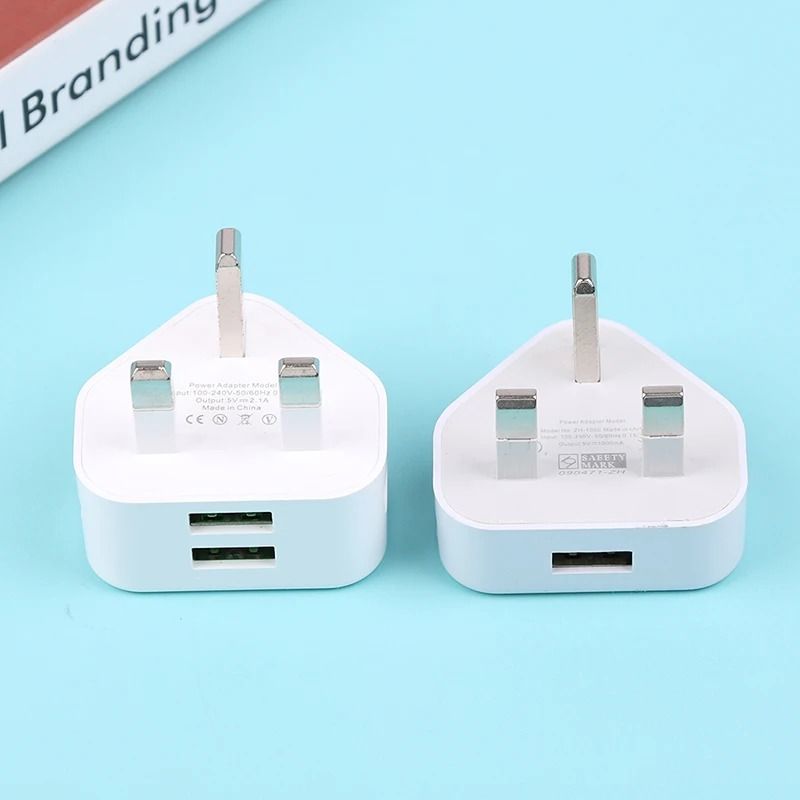 UK Plug USB Charger Dual Port 3 Pin Wall Adapter Universal Charging Plug 7