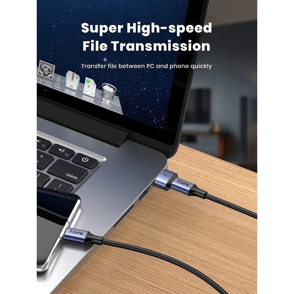 TOPK USB C To USB Adapter OTG Type C Female To USB A Male Charging Converter 7