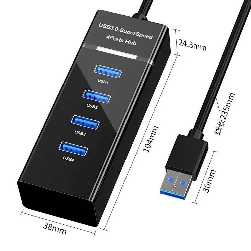USB Hub 4 Port USB 30 Splitter Adapter Multi USB Docking Station Extender 4