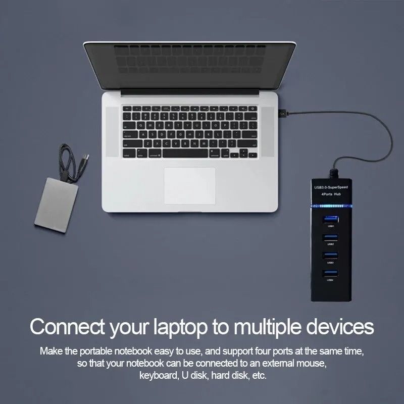 USB Hub 4 Port USB 30 Splitter Adapter Multi USB Docking Station Extender 5