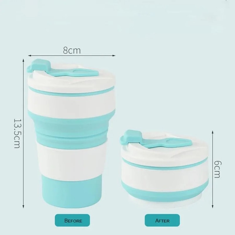 350ML Collapsible Cup Silicone Travel Cup Foldable Coffee Mug With Lid 5
