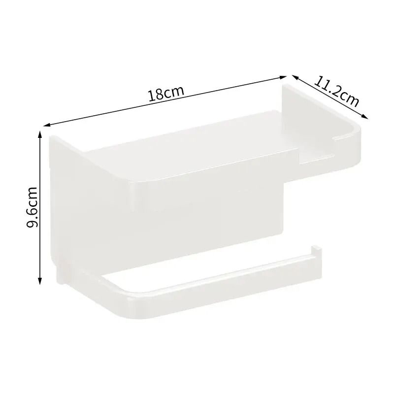 Wall Mounted Toilet Paper Holder With Shelf Bathroom Storage Rack Organizer 2