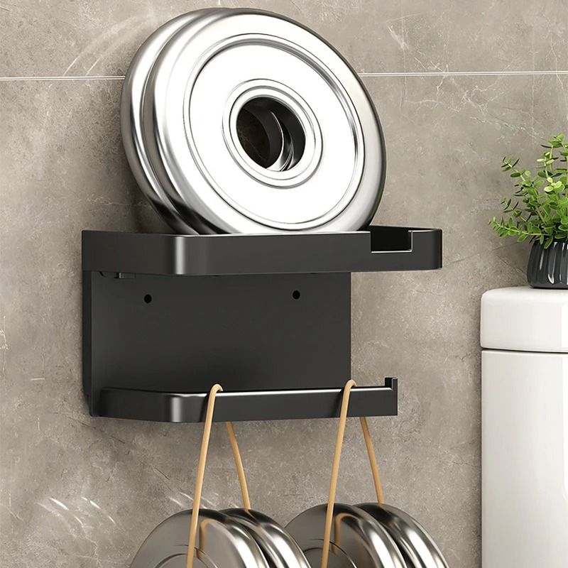 Wall Mounted Toilet Paper Holder With Shelf Bathroom Storage Rack Organizer 6