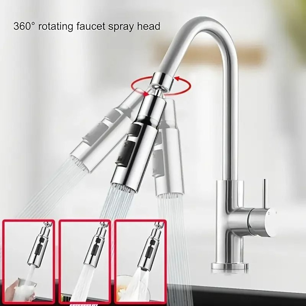 Waterfall Faucet Extender Rotating Multi Mode Faucet Aerator Sink Sprayer 3