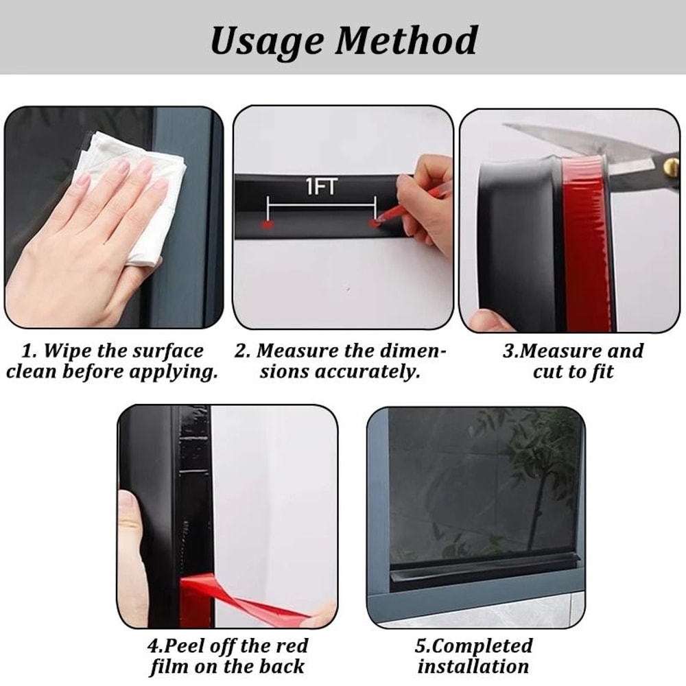 Window Weather Strip Water Blocking Bar Sliding Window Rain Seal Insulation Strip 3