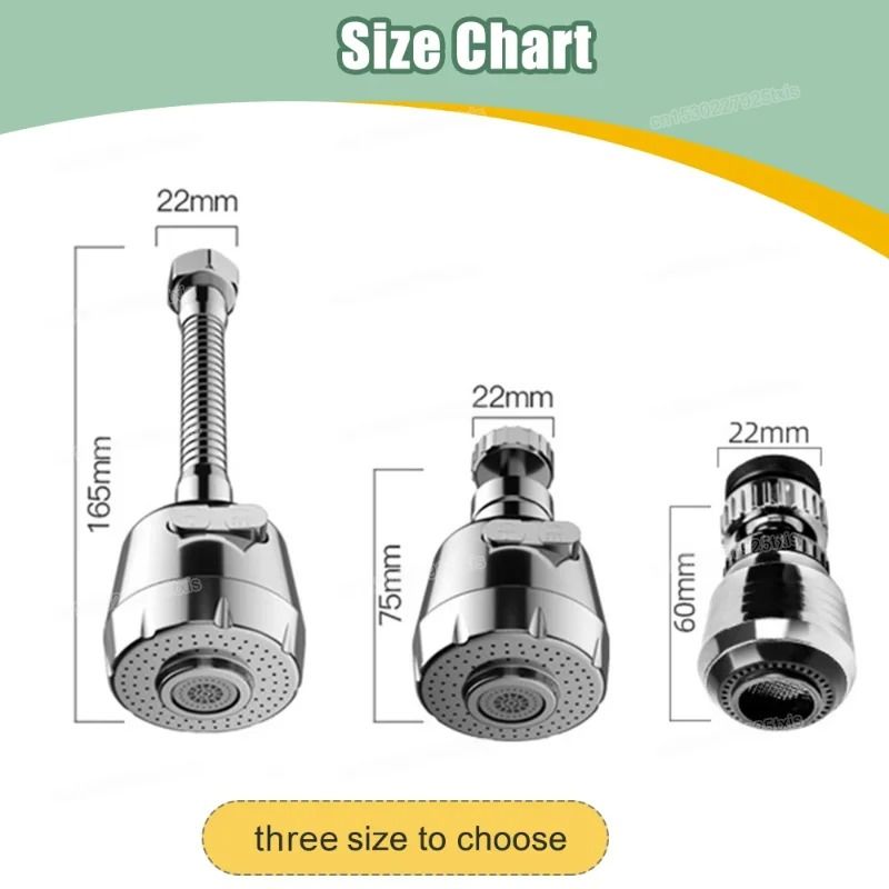 360 Degree Faucet Extender Rotating Faucet Aerator Water Saving Tap Nozzle 7