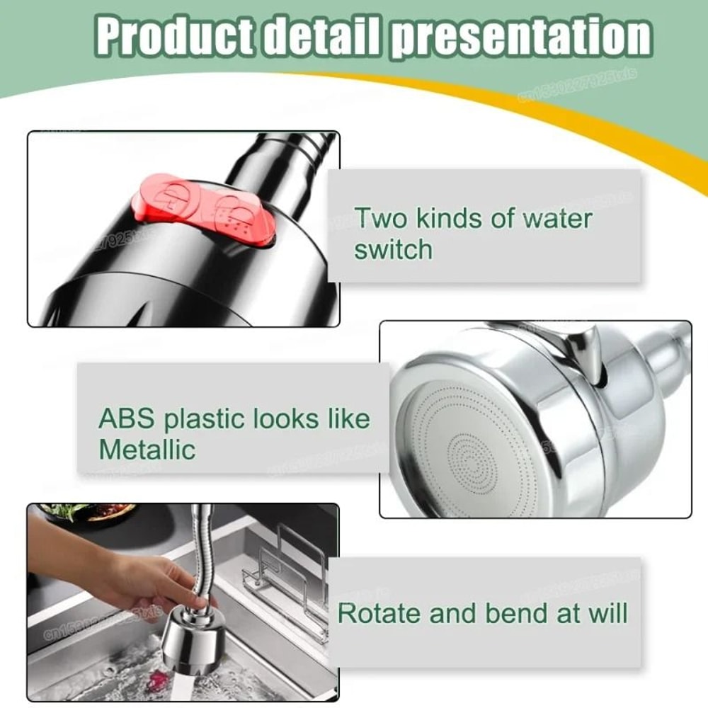 360 Degree Faucet Extender Rotating Faucet Aerator Water Saving Tap Nozzle 8
