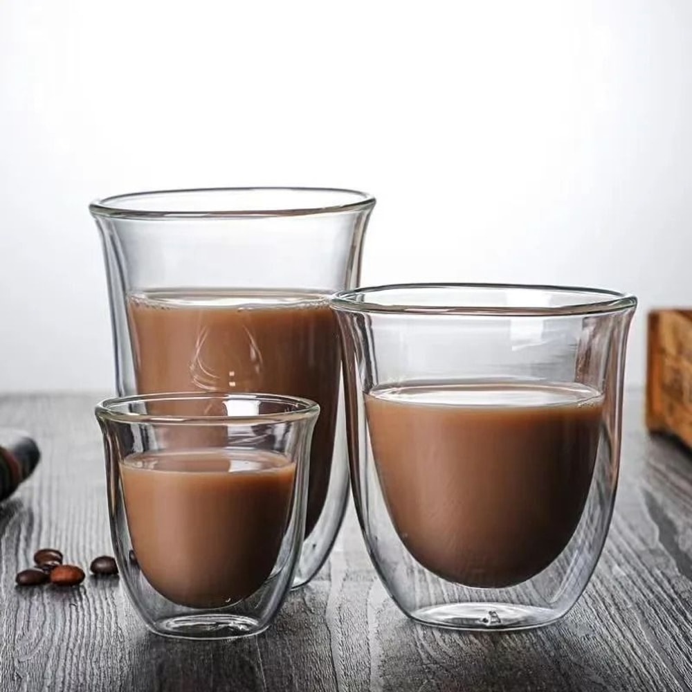 Double Wall Glass Cup Borosilicate Insulated Coffee Tea Mug Heat Resistant 0
