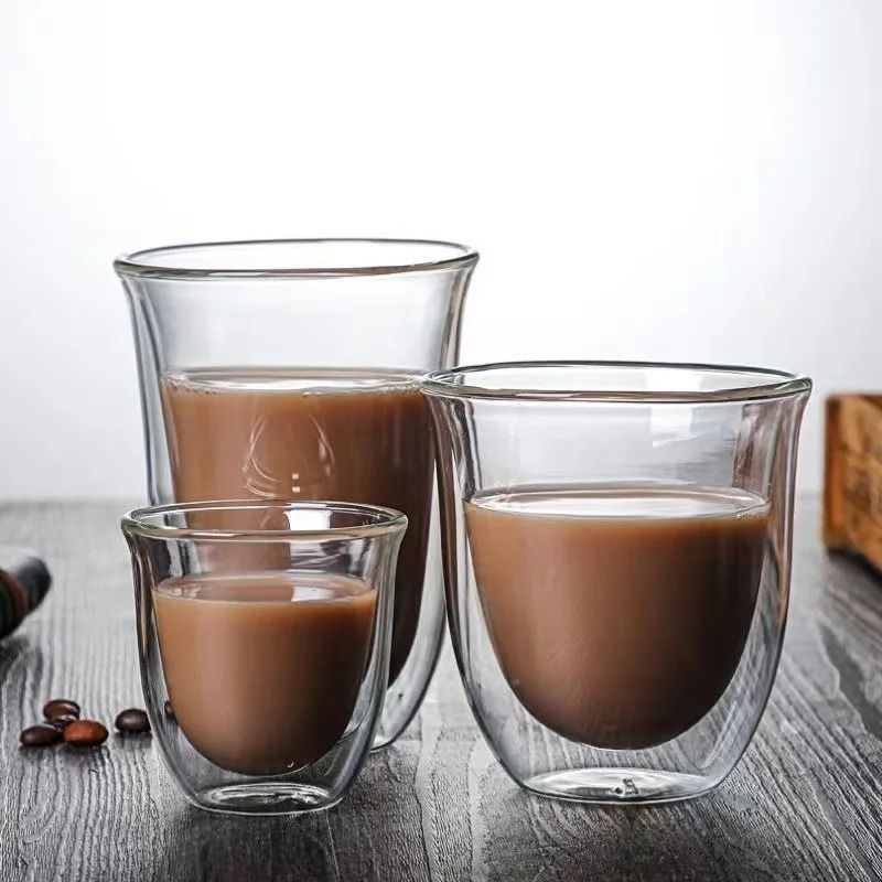 Double Wall Glass Cup Borosilicate Insulated Coffee Tea Mug Heat Resistant 0