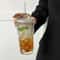 600ML Glass Cup With Lid And Straw Striped Iced Coffee Juice Tumbler 4