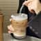 600ML Glass Cup With Lid And Straw Striped Iced Coffee Juice Tumbler 1