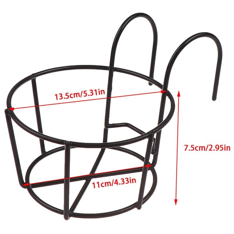 Iron Hanging Plant Holder Balcony Flower Pot Rack Railing Garden Plant Stand 6